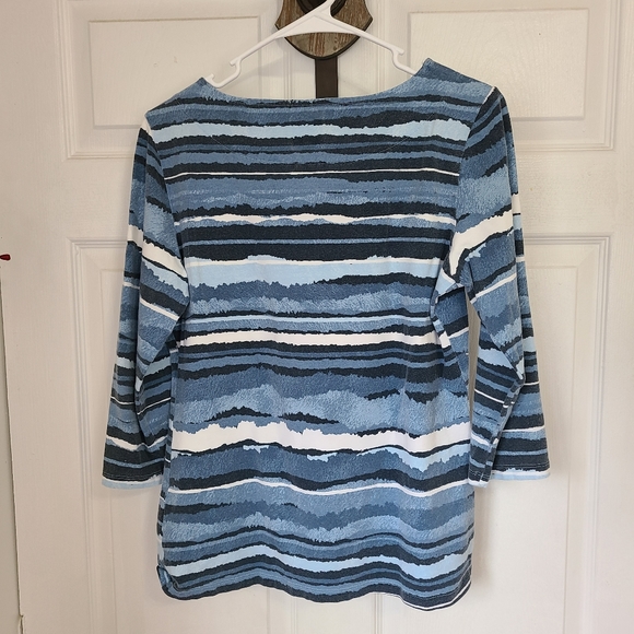 (429) Ruby Rd.  Woman's Casual 3/4 Sleeve Blouse, Size: Medium Color: Blue - Picture 10 of 14